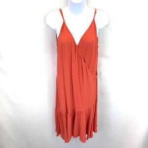 Fresha London Boutique Coral Ruffle Wrap Tie Dress Women's size Medium